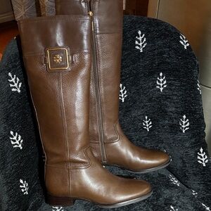 Tory Burch Chocolate Leather Tall Boots size 8